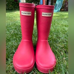 Girls Pink Hunter Rain Boots Size 10